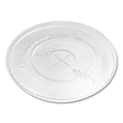 Pet Lids, Flat With Straw Slot, Fits 32 Oz Cold Cups, Plastic, Clear, 500/carton