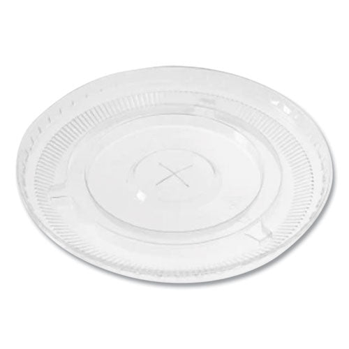 Pet Lids, Flat With Straw Slot, Fits 12 Oz To 24 Oz Cold Cups, Plastic, Clear, 1,000/carton