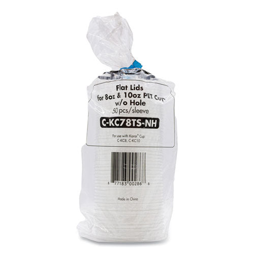 Pet Lids, No Hole Flat Lid, Fits 8 Oz To 10 Oz Cold Cups, Plastic, Clear, 1,000/carton