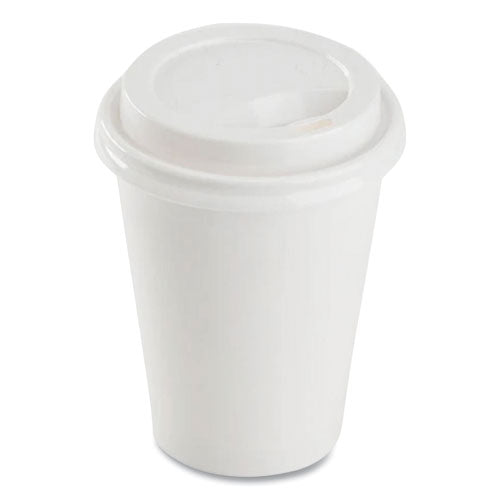 Hot Cup Lids, Sipper Lid, Fits 8 Oz Hot Cups, Plastic, White, 1,000/carton