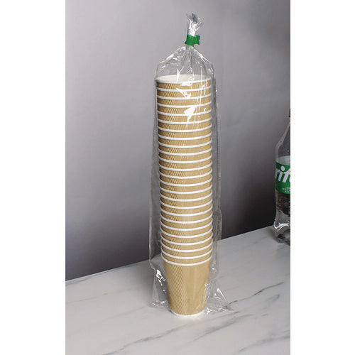 Ripple Hot Cups, 12 Oz, Paper, Kraft/white, 500/carton