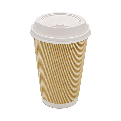 Ripple Hot Cups, 16 Oz, Paper, Kraft/white, 500/carton