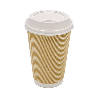 Ripple Hot Cups, 16 Oz, Paper, Kraft/white, 500/carton