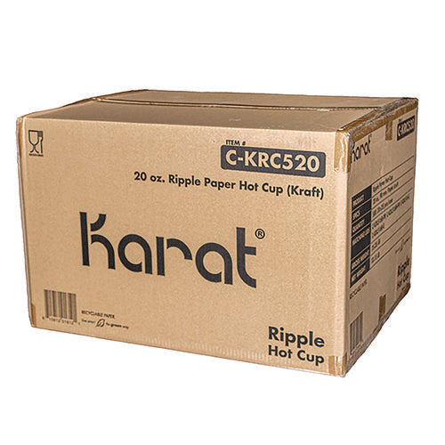 Ripple Hot Cups, 20 Oz, Paper, Kraft/white, 500/carton