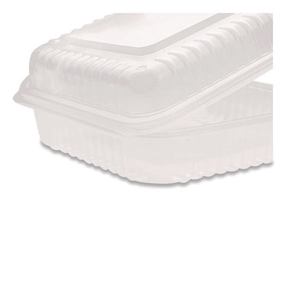 Polypropylene Plastic Hinged Container, 9.35 X 9.22 X 3.17, Clear, Plastic, 50/pack, 4 Packs/carton