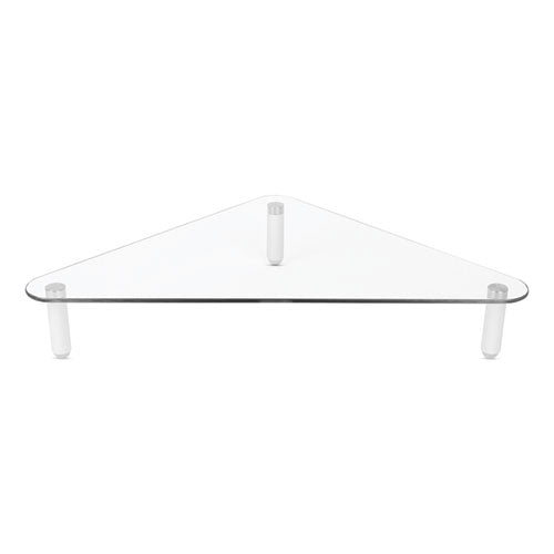 Glass Corner Monitor Riser, 19.7" X 11" X 3.25", Clear, Supports 40 Lbs