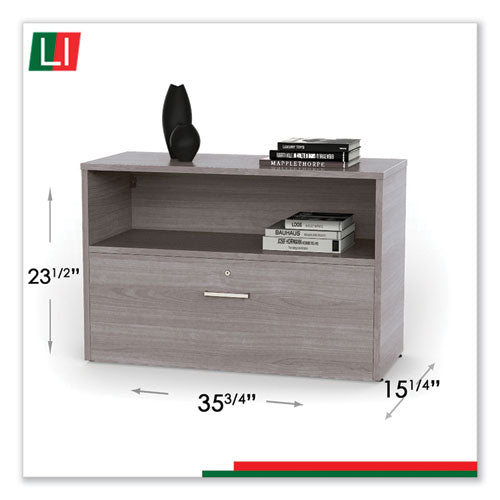 Urban Series Cabinet Credenza Pedestal With Lateral File, 35.25w X 15.25d X 23.75h, Ash