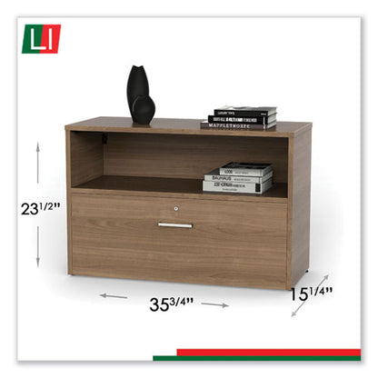 Urban Series Cabinet Credenza Pedestal With Lateral File, 35.25w X 15.25d X 23.75h, Natural Walnut