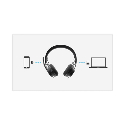 Zone Wireless Plus Msft Binaural Over The Head Headset, Black