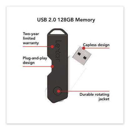 Twist Turn2 Usb 2.0 Flash Drive, 128 Gb, Black