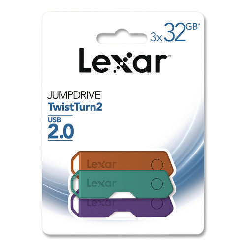 Twist Turn2 Usb 2.0 Flash Drive, 32 Gb, Orange/purple/teal, 3/pack