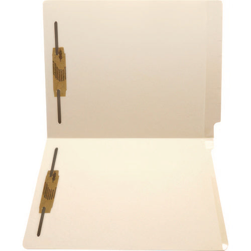 Heavy-duty Poly-reinforced End-tab Fastener Folders, 1" Expansion, 2 Fasteners, Letter Size, Manila Exterior, 50/box