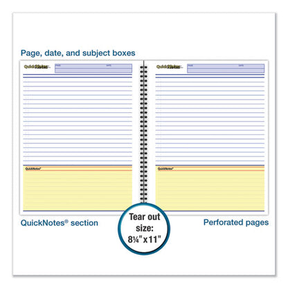 Wirebound Guided Business Notebook, Quicknotes List-management Format, Dark Gray Linen Cover, (80) 11 X 8.5 Sheets