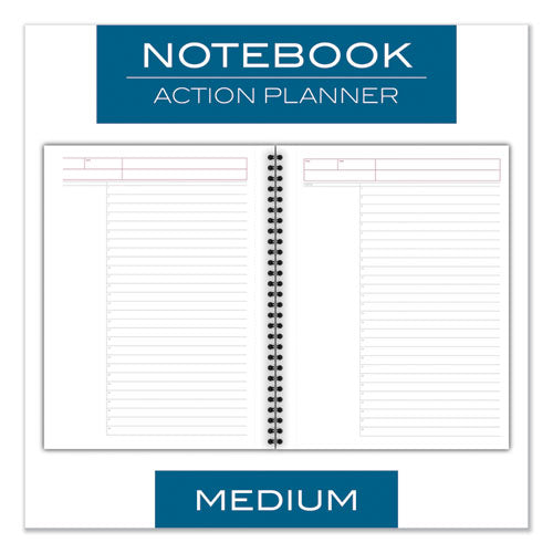 Wirebound Guided Business Notebook, Action Planner Project-management Format, Dark Gray Cover, (80) 9.5 X 7.5 Sheets