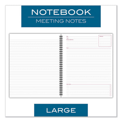 Wirebound Guided Business Notebook, Meeting Note Format, Dark Gray Linen Cover, (80) 11 X 8.25 Sheets