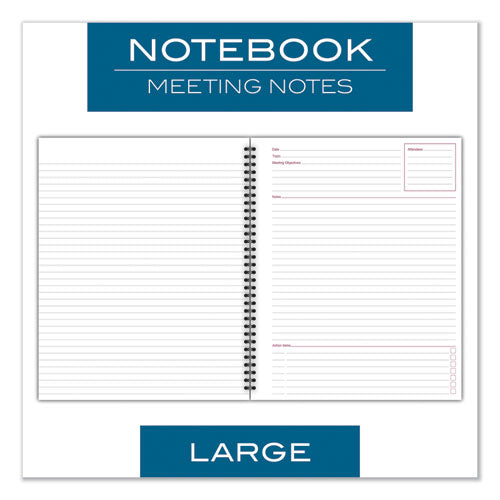 Wirebound Guided Business Notebook, Meeting Note Format, Dark Gray Linen Cover, (80) 11 X 8.25 Sheets