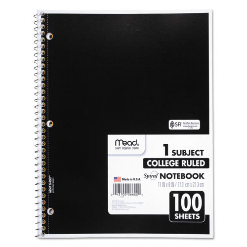 Spiral Notebook, 1-subject, Medium/college Rule, Randomly Assorted Cover Color, (100) 11 X 8 Sheets