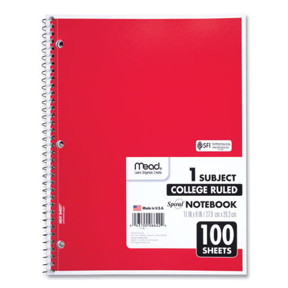 Spiral Notebook, 1-subject, Medium/college Rule, Randomly Assorted Cover Color, (100) 11 X 8 Sheets