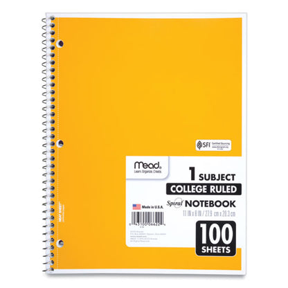Spiral Notebook, 1-subject, Medium/college Rule, Randomly Assorted Cover Color, (100) 11 X 8 Sheets