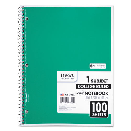 Spiral Notebook, 1-subject, Medium/college Rule, Randomly Assorted Cover Color, (100) 11 X 8 Sheets