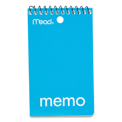 Wirebound Memo Pad With Wall-hanger Eyelet, Medium/college Rule, Randomly Assorted Cover Colors, 60 White 3 X 5 Sheets