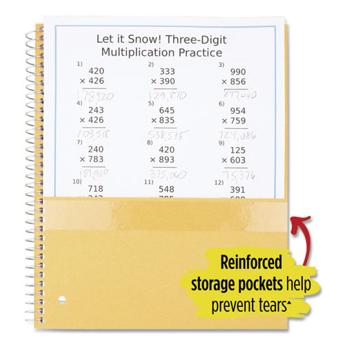 Wirebound Notebook, 5-subject, Wide/legal Rule, Randomly Assorted Cover Color, (200) 10.5 X 8 Sheets