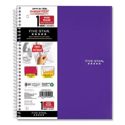 Wirebound Notebook, 1-subject, Wide/legal Rule, Randomly Assorted Cover Color, (100) 10.5 X 8 Sheets