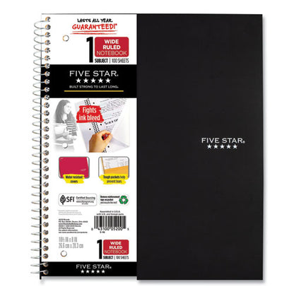 Wirebound Notebook, 1-subject, Wide/legal Rule, Randomly Assorted Cover Color, (100) 10.5 X 8 Sheets