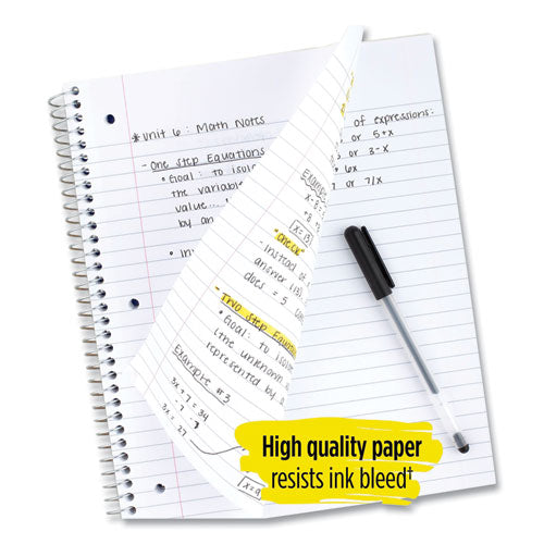 Wirebound Notebook, 1-subject, Wide/legal Rule, Randomly Assorted Cover Color, (100) 10.5 X 8 Sheets