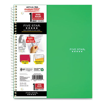 Wirebound Notebook, 1-subject, Wide/legal Rule, Randomly Assorted Cover Color, (100) 10.5 X 8 Sheets