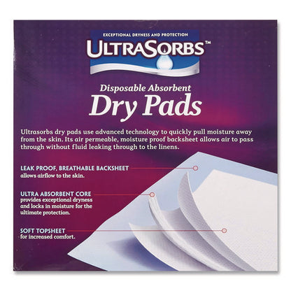 Ultrasorbs Disposable Dry Pads, 23" X 35", Blue, 7/box