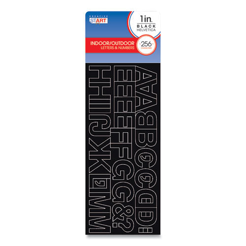 Peel-and-stick Letters, Numbers And Symbols, 1" Tall, Black Characters, White Background, 256 Pieces