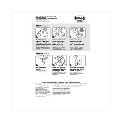 Clear Hooks And Strips, Mini, Plastic, 0.5 Lb Capacity, 18 Hooks And 24 Strips/pack