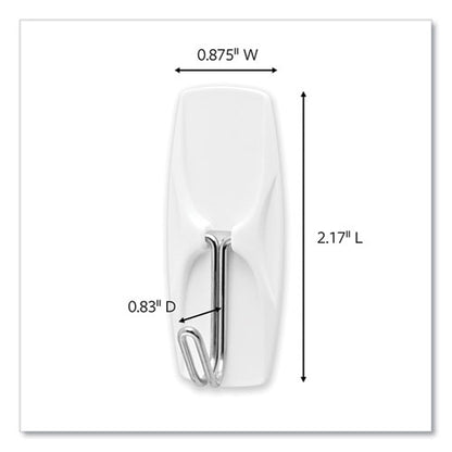 General Purpose Wire Hooks, Medium, Metal, White, 2 Lb Capacity, 13 Hooks And 16 Strips/pack