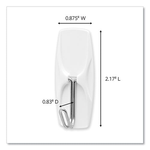 General Purpose Wire Hooks, Medium, Metal, White, 2 Lb Capacity, 13 Hooks And 16 Strips/pack
