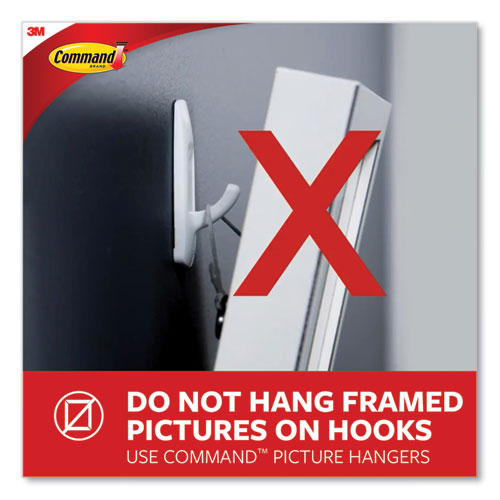 General Purpose Wire Hooks, Medium, Metal, White, 2 Lb Capacity, 13 Hooks And 16 Strips/pack