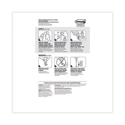 Small Wire Hooks, Small, Plastic/metal, Clear, 0.5 Lb Capacity, Clear, 15 Hooks And 20 Strips/pack