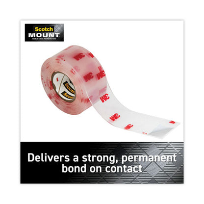 Permanent Clear Mounting Tape, Holds Up To 15 Lbs, 1 X 60, Clear