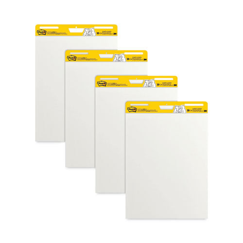 Vertical-orientation Self-stick Easel Pad Value Pack, Unruled, 25 X 30, White, 30 Sheets, 4/carton
