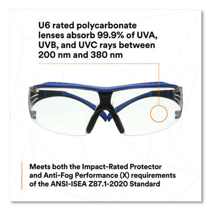 Securefit Protective Eyewear, 200 Series, Blue/gray Plastic Frame, Clear Polycarbonate Lens