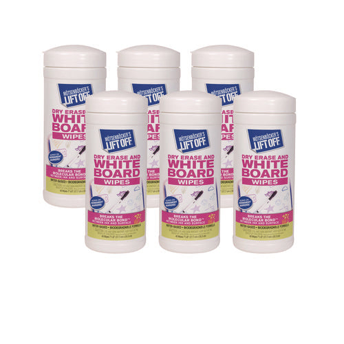 Dry Erase Board Cleaner Wipes, Cloth, 7 X 12, 40/canister, 6 Canisters/carton