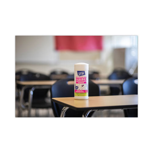 Dry Erase Board Cleaner Wipes, Cloth, 7 X 12, 40/canister, 6 Canisters/carton