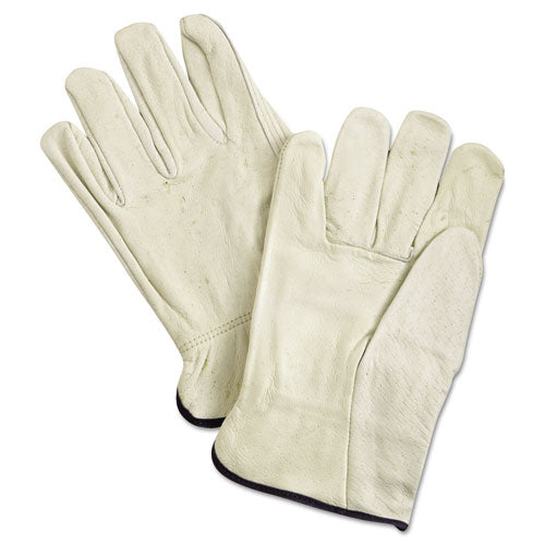 Unlined Pigskin Driver Gloves, Gunn Cut, Straight Thumb, X-large, Cream, 12 Pairs