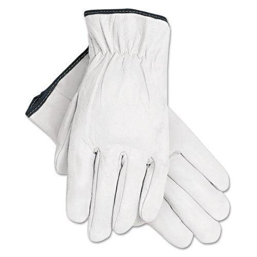 Grain Goatskin Driver Gloves, Gunn Cut, Straight Thumb, X-large, White, 12 Pairs