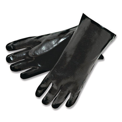 Smooth Finish Single Dipped Pvc Gloves, 18" Long, Large, Black, 12 Pairs