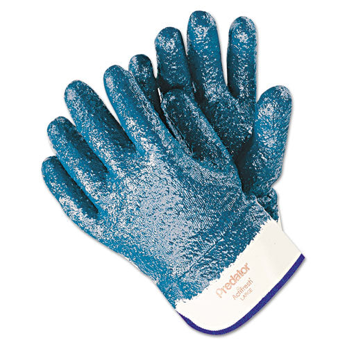Predator Premium Nitrile-coated Gloves, Large, Blue/white, 12 Pairs