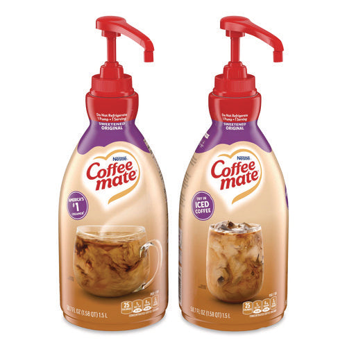 Liquid Coffee Creamer, Sweetened Original, 1.5 L Pump Bottle, 2/carton