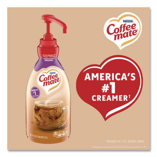 Liquid Coffee Creamer, Sweetened Original, 1.5 L Pump Bottle, 2/carton