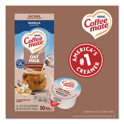 Plant-based Oat Milk Liquid Creamers, Natural Vanilla, 0.38 Oz Mini Cups, 50/box, 4 Boxes/carton
