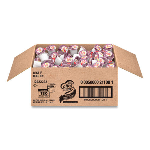 Bulk Liquid Coffee Creamer, Italian Sweet Cream, 0.38 Oz Mini Cups, 180/carton